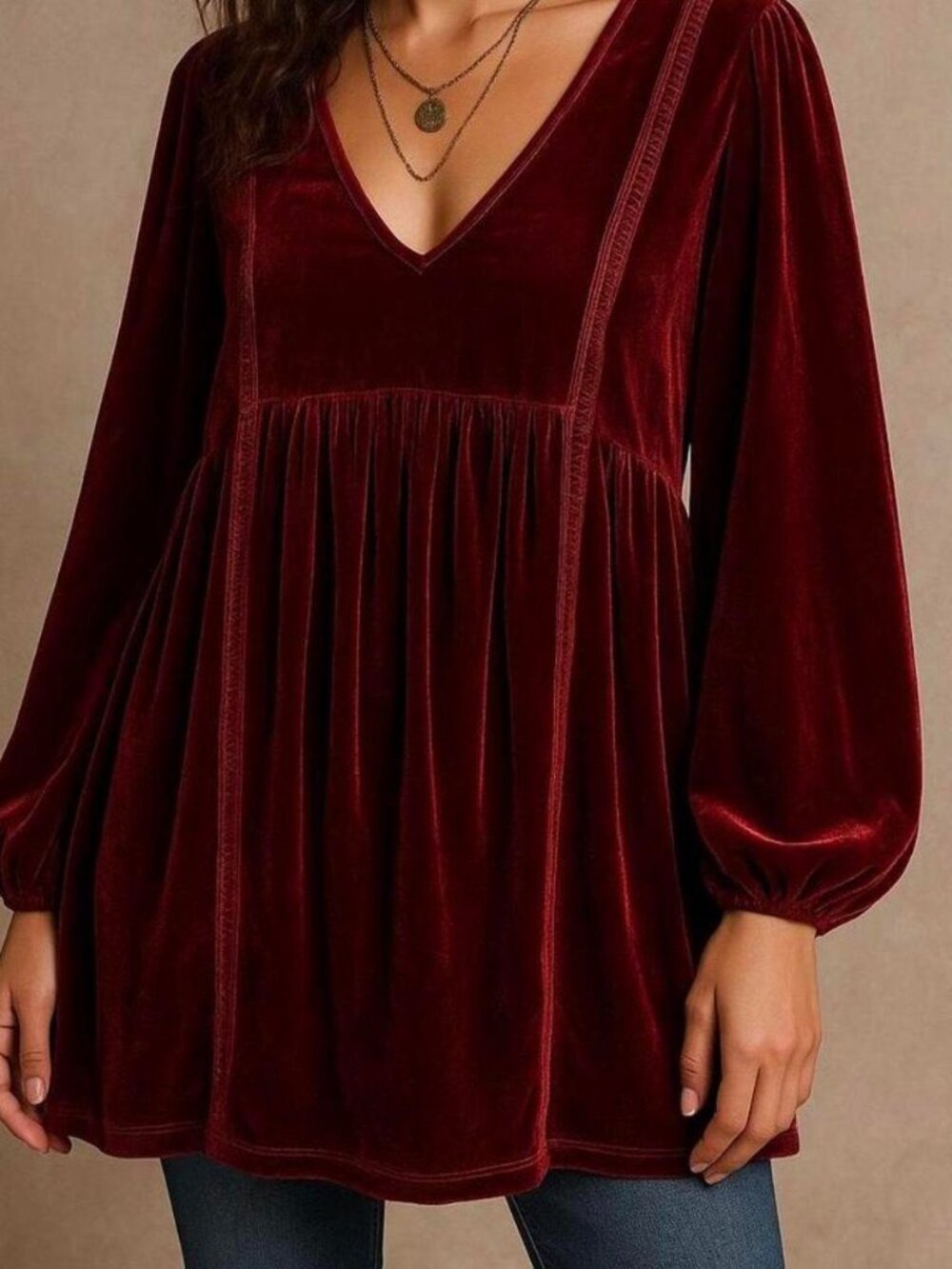 Rusttydustty Women's Burgundy and Red Blouse